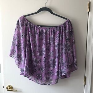 Lane Bryant Off the Shoulder Blouse Size 18/20 NWT Purple Paisley